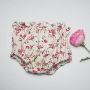 Bloomer Agathe et Marceau à ceinture froncée, jersey imprimé petites roses fait main, tissu Oeko-Tex