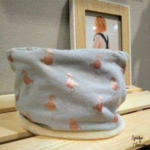 snood ou tour du coup enfant Agathe et Marceau motif flamant rose 100% fait main et tissu Oeko-tex