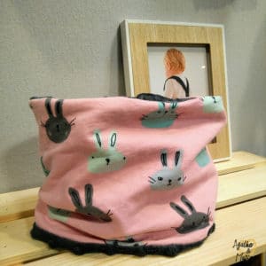 snood ou tour du coup enfant Agathe et Marceau motif lapin 100% fait main et tissu Oeko-tex