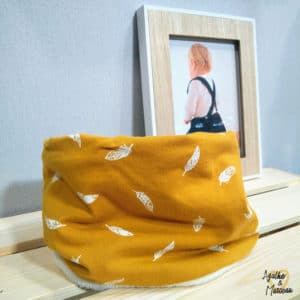 snood ou tour du coup enfant Agathe et Marceau motif plume 100% fait main et tissu Oeko-tex