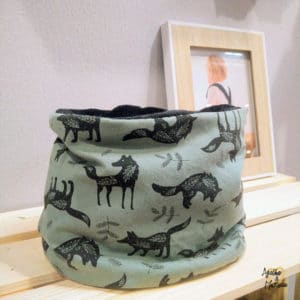 snood ou tour du coup enfant Agathe et Marceau motif loup 100% fait main et tissu Oeko-tex